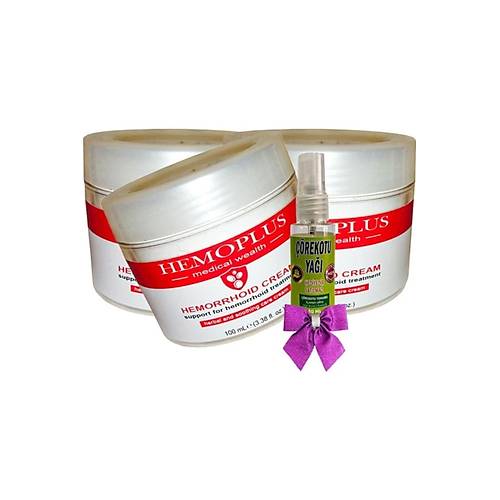 Hemoplus Bak�m Kremi 100 ml x 3 adet + ��rek Otu Ya�� 30 ml