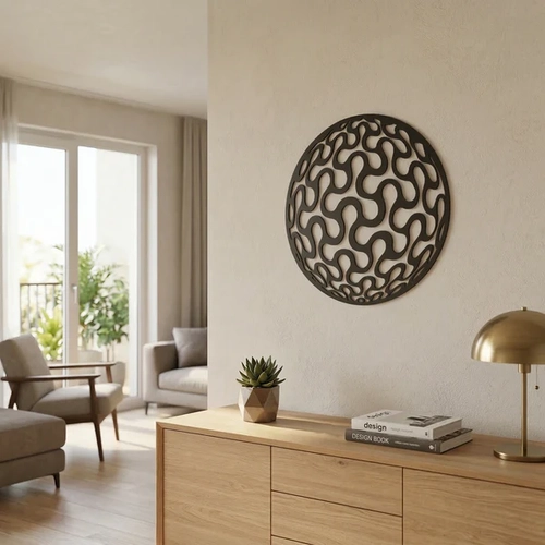 Geometrik Desenli Daire Duvar Tablosu MDF Lazer Kesim Modern Minimal Duvar S�s�