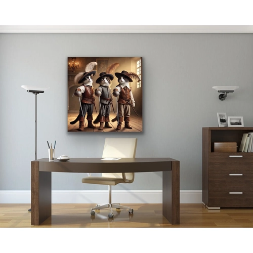 �� Silah��r Kedi Kanvas Tablo 90x90cm
