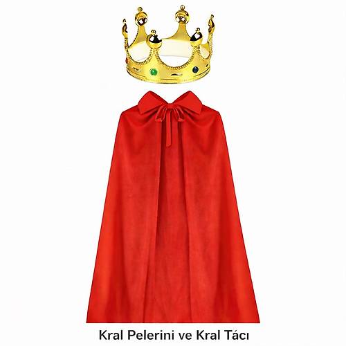 90 cm Kral Pelerini ve Alt�n Kral Tac� Seti