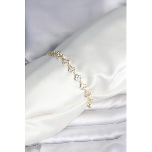 Zirkon Ta�l� Pirin� Yonca Model Bileklik