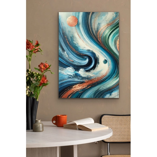 Turuncu Ye�il Mavi Soyut Kanvas Tablo 70x100cm