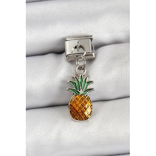 316L �elik Sallant�l� Ananas Model G�m�� Renk Nomination Charm