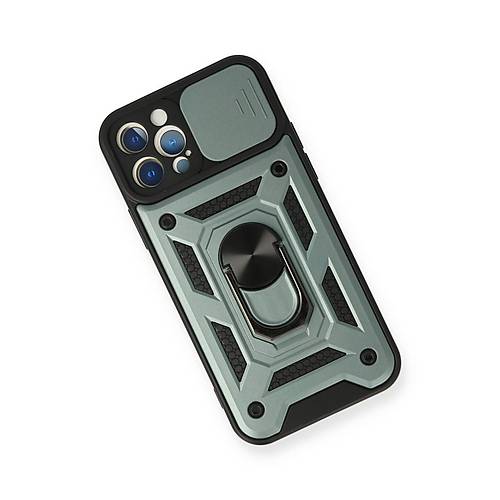 iPhone 12 Pro K�l�f Pars Lens Y�z�kl� Silikon - Ye�il