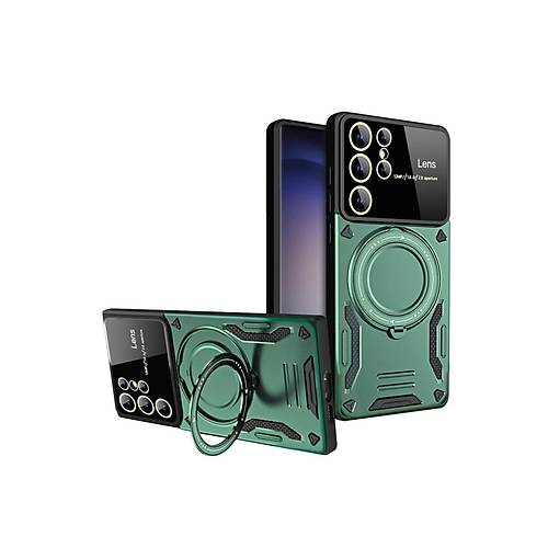 Galaxy S24 Ultra K�l�f Joy Lens Standl� Kapak - Koyu Ye�il