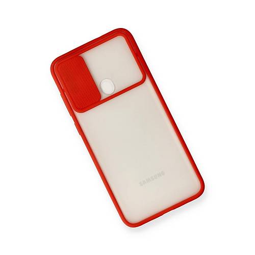 Galaxy A11 K�l�f Palm Buzlu Kamera S�rg�l� Silikon - K�rm�z�