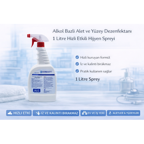 Alkol Bazl� Alet ve Y�zey Dezenfektan� 1 Litre H�zl� Etkili Hijyen Spreyi 1 ADET