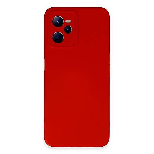 Realme C35 K�l�f Nano i�i Kadife Silikon - K�rm�z�