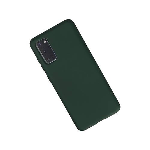 Galaxy S20 K�l�f Nano i�i Kadife Silikon - Koyu Ye�il