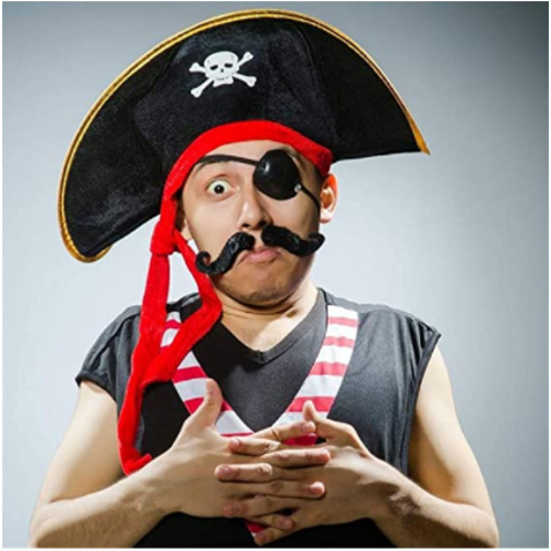 Yeti�kin Boy Kadife Kaptan Jack Sparrow Korsan �apkas� ve Plastik Korsan G�z Maskesi
