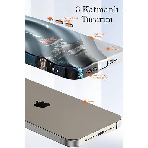 iPhone 13 Pro K�l�f Crew Desenli Kapak - �i�ek