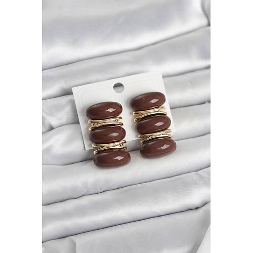 Kahverengi Vintage Model Gold Renk Kad�n K�pe