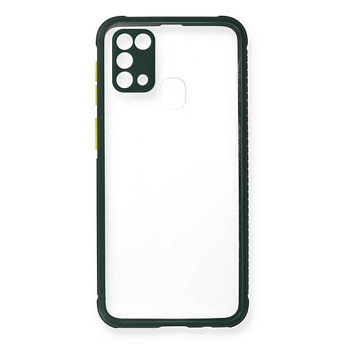 Galaxy M31 K�l�f Miami �effaf Silikon - Koyu Ye�il