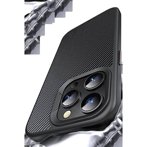 iPhone 14 Pro Dart Karbon Magsafe Kapak - Siyah