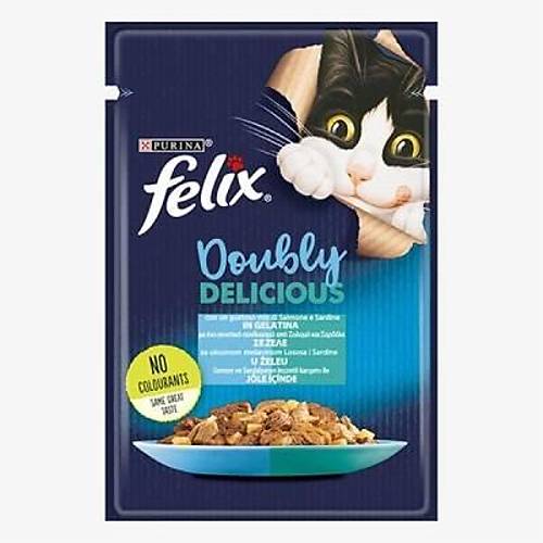 Pouch �ifte Lezzet Somonlu ve Sardalyal� Yeti�kin Kedi Konservesi 85 Gr