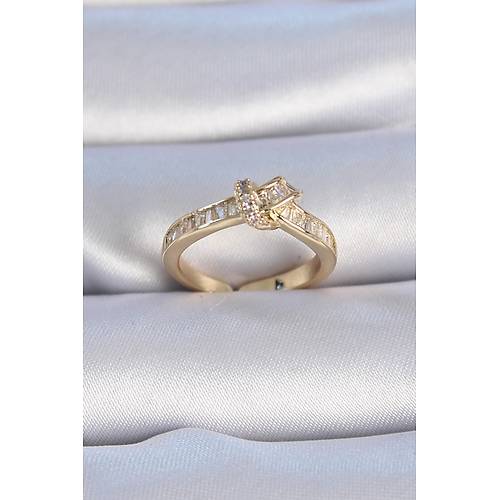 Pirin� Gold Renk Zirkon Ta�l� D���m Model Kad�n Y�z�k