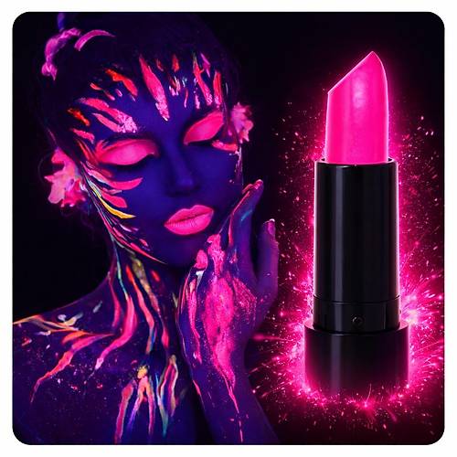 UV Neon Pembe Ruj � Karanl�kta Parlayan Makyaj Boyas�