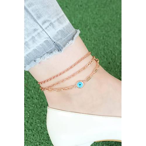 Rose Renk Zincirli Nazar Fig�rl� Hal Hal