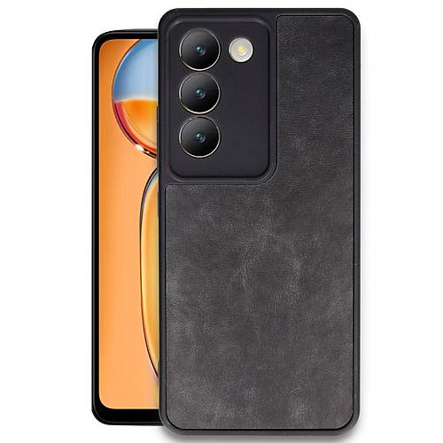 V30 Lite 4G K�l�f Aras Deri Kapak - Siyah