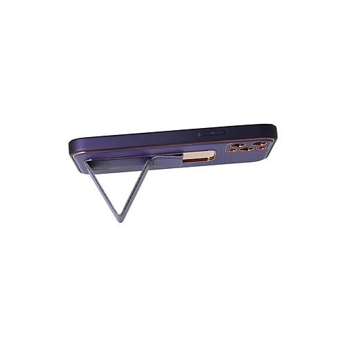iPhone 12 Pro K�l�f Coco Deri Standl� Kapak - Mor