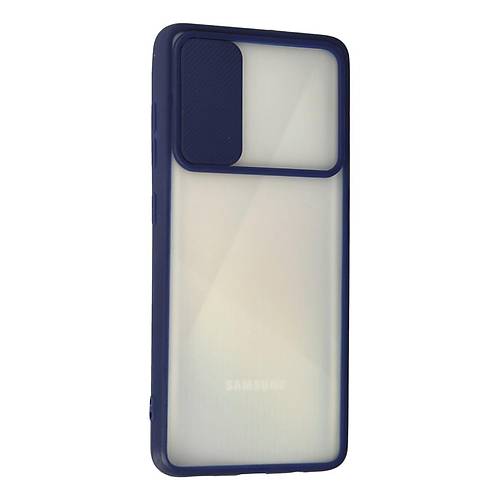 Galaxy A71 K�l�f Palm Buzlu Kamera S�rg�l� Silikon - Lacivert
