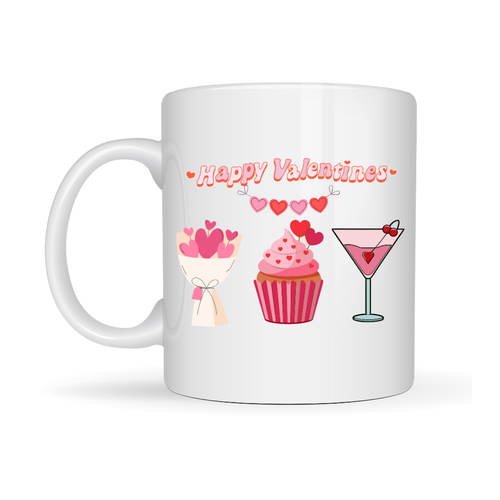 Happy Valentines Kupa � Model 6 Sevgililer G�n� �zel Tasar�m Porselen Kupa