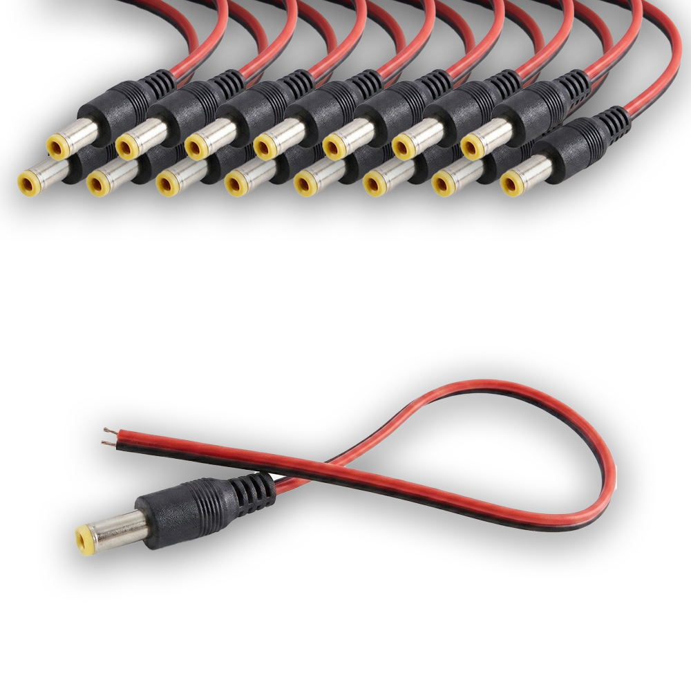 MK-16J (16 Adet) 12V Erkek Powerjack Kablo - Kamera Güç Bağlantı Kablosu