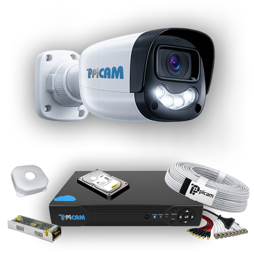1 Kameralı Dış Kamera Set 250 GB 5 MP AHD 2K Net Gece Renkli Görüşlü Güvenlik Kamerası Sistemi