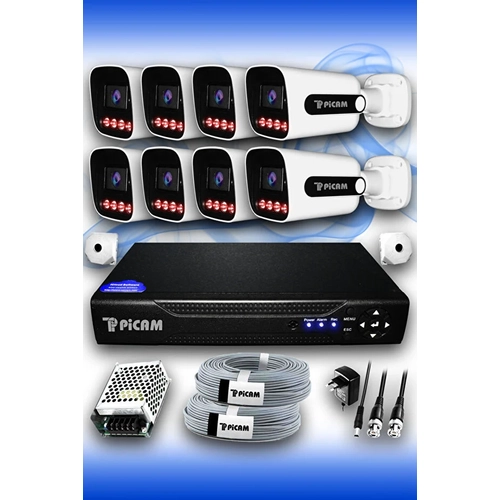 8 Kameral� S�per D�� Kamera Set 250 GB 5 MP 2K Net Gece G�r��l� G�venlik Kameras� Sistemi