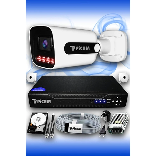 1 Kameral� S�per D�� Kamera Set 250 GB 5 MP 2K Net Gece G�r��l� G�venlik Kameras� Sistemi