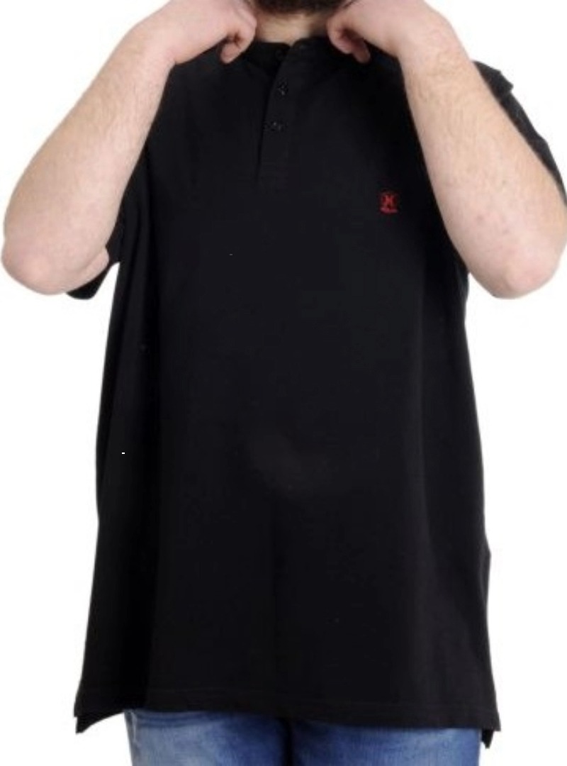 Büyük Beden Erkek T-shirt Hakim Yaka MD LOGO 22326 Siyah