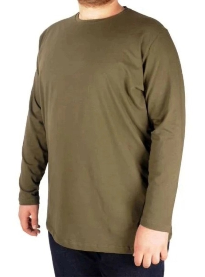 Büyük Beden Erkek Tshirt Likralı Bisiklet Yaka 20102 Haki