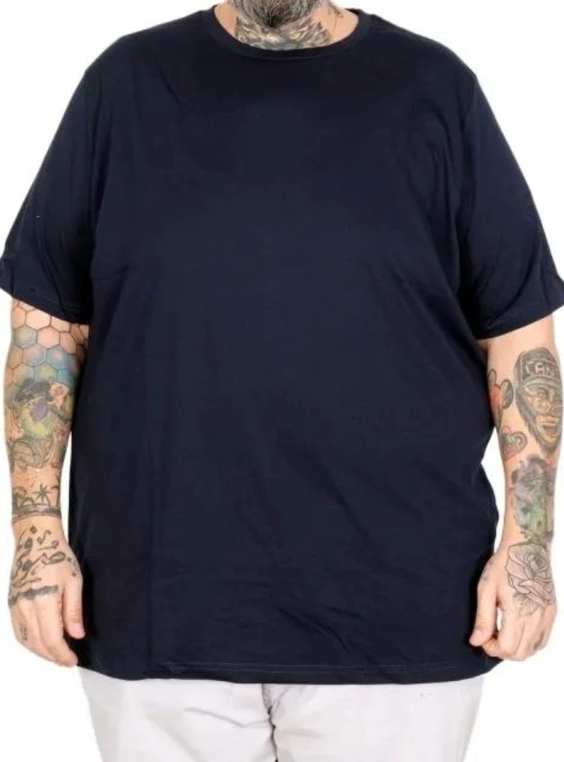 Büyük Beden Erkek T-shirt Basic 20031 Lacivert