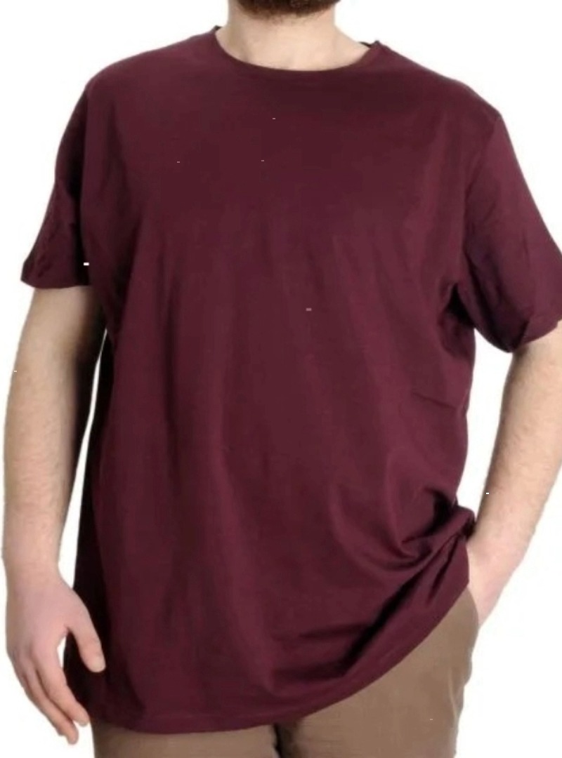 Büyük Beden Erkek Tshirt Bisiklet Yaka Basic 20031 Mürdüm