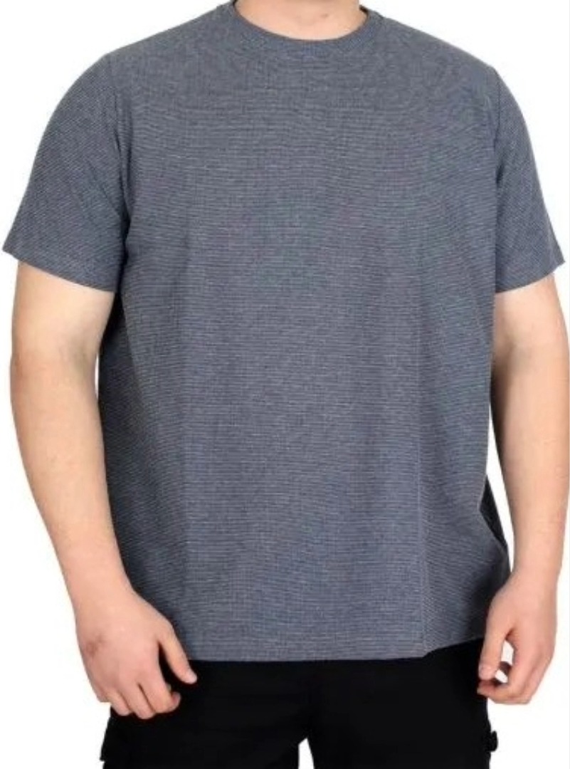 Büyük Beden Erkek T-shirt Bisiklet Yaka WAFFLE 20033 K.Mavi