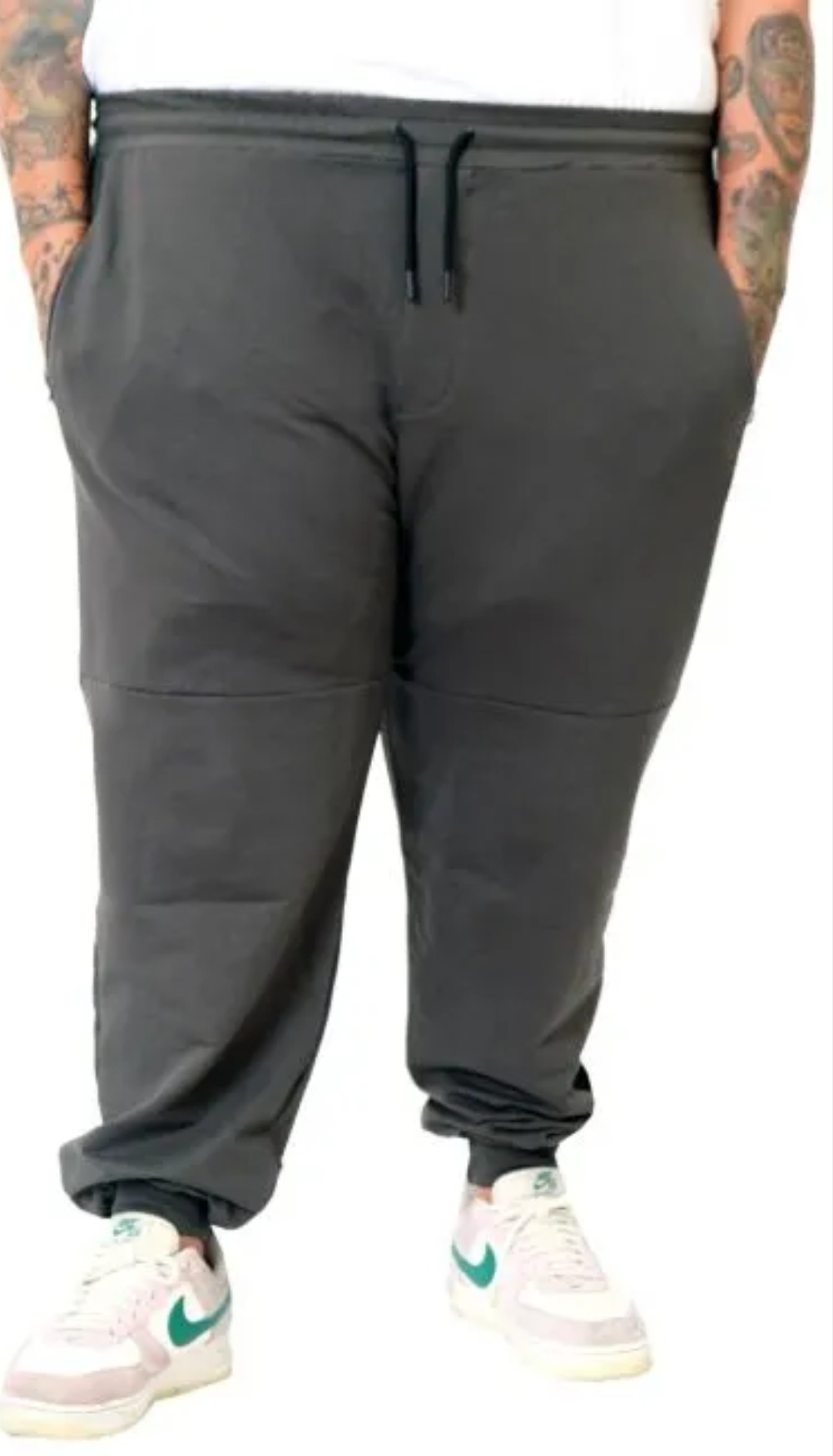 Büyük Beden Eşofman Altı DarPaça Zippered 22501 Haki