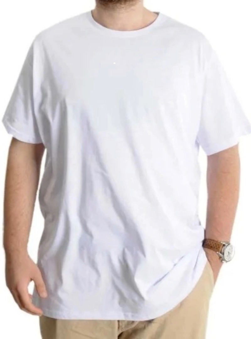 Büyük Beden Erkek T-shirt Basic 20031 Beyaz