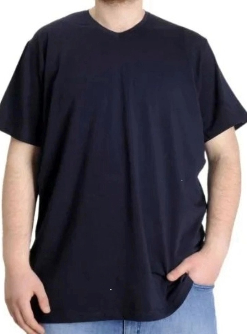 Büyük Beden T-Shirt V Yaka Likralı 20150 Lacivert
