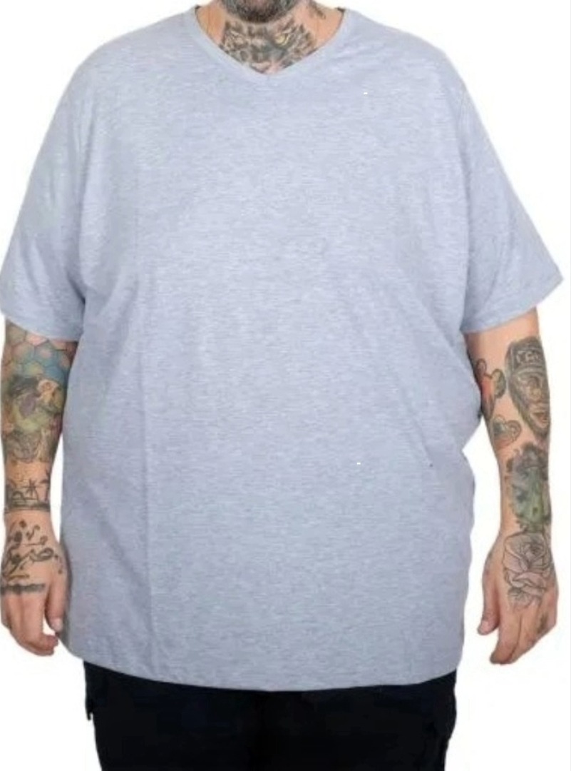 Büyük Beden T-Shirt V Yaka Likralı 20150 Grimelanj
