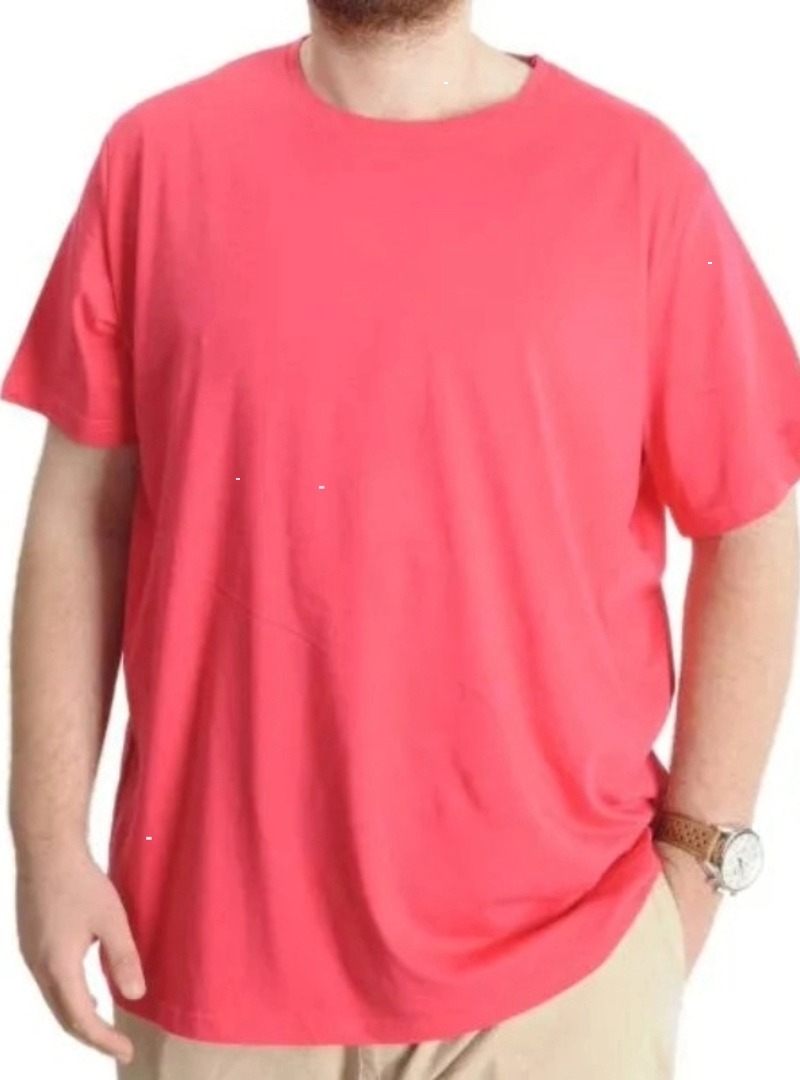Büyük Beden Erkek T-shirt Basic 20031 Mercan
