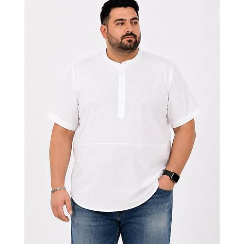 Buyuk Beden Erkek K�sa Kol Hakim Yaka 20387 Beyaz