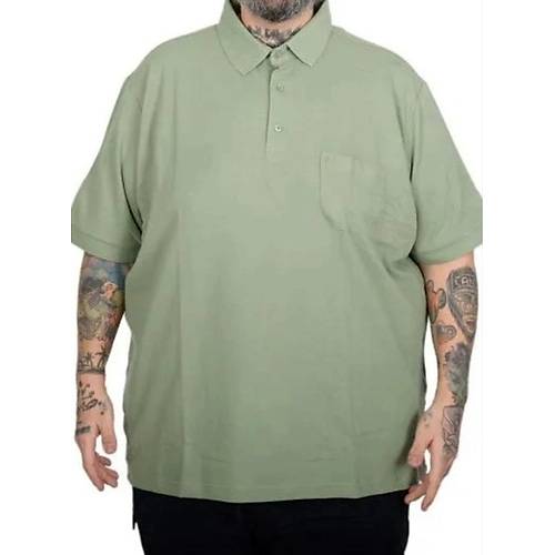 Battal Beden Erkek Tshirt Polo Yaka Cepli Klasik Pike 20552 �a�la Ye�ili