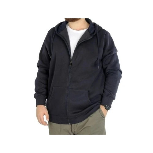 Erkek Sweatshirt Kap�onlu Zippered Basic 20543 Lacivert
