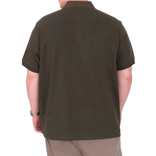 B�y�k Beden Erkek T-Shirt Polo Yaka YOURSELF 25310 Haki