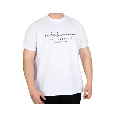 B�y�k Beden Erkek Ti��rt Bask�l� LOS ANGELES WAFFLE U25001 Beyaz