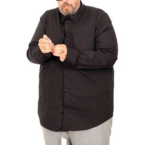 B�y�k Beden Erkek Klasik G�mlek Likral� 20351 siyah