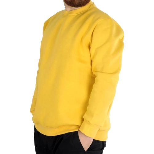 Erkek Sweatshirt Bisiklet Yaka Basic 20131 Hardal