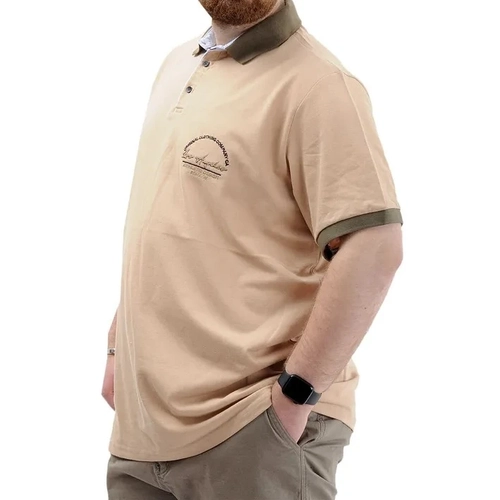 B�y�k Beden Erkek Ti��rt Polo Yaka Nak��l� LOS ANGELES U24331 Bej
