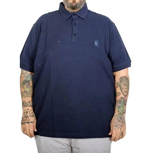 Battal Beden Erkek Tshirt Polo Yaka Nak��l� Klasik Pike 20553 �ndigo