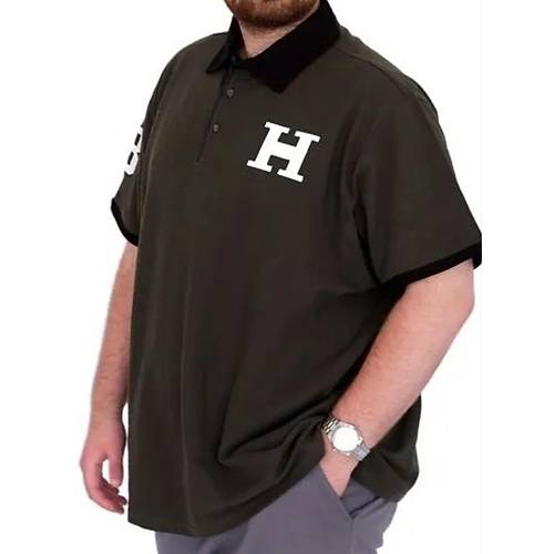 B�y�k Beden Erkek T-Shirt Polo Yaka H BROUDED U25312 Haki